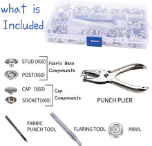 Load image into Gallery viewer, 240pcs 15mm Canvas Snap Kit, Marine Grade Snap Fastener Stainless Steel Snap Buttons for Boat Cover,Sewing Leather products,Tent