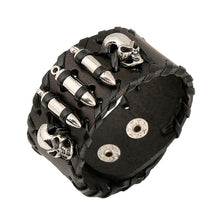 Load image into Gallery viewer, Cattle Leather Bracelet Unique Hipster Motorcycle Ornament Skull Leather Bracelet