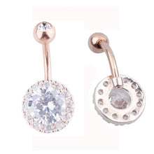 Load image into Gallery viewer, Navel Ring Round Zircon Belly Button Ring Body Piercing Jewelry 316L Stainless Steel Navel Ring