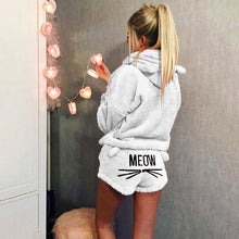 Load image into Gallery viewer, Women's Fashion Winter Pajamas Set Sweet and Cute Long-sleeved Velvet Warm Hoodie and Shorts Fashion Home Service Suit