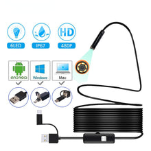 Load image into Gallery viewer, 7mm Mini Endoscope Camera Waterproof 3 in 1 Endoscopio USB Android for Otg Type C Smartphone PC Snake Camera for Fish Finder Car