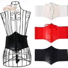 Load image into Gallery viewer, Fashion Women Faux Leather Wide Waist Waistband Belt Corset Elastic Waspie