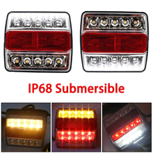 Load image into Gallery viewer, 2Pcs Rear LED Submersible Trailer Tail Lights Kit 12V 15LED Boat Marker Truck Waterproof Lamps Universal for Campers Taillights