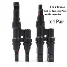 Load image into Gallery viewer, 2Y Branch parallel connection 30A 1000V Electrical Solar Connector Photovoltaic 2pcs solar Panel Cable Wire Connector