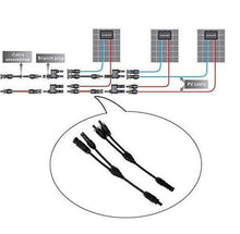 Load image into Gallery viewer, 2Y Branch parallel connection 30A 1000V Electrical Solar Connector Photovoltaic 2pcs solar Panel Cable Wire Connector