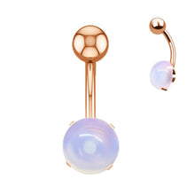 Load image into Gallery viewer, Opal Belly Button Ring Barbell Surgical Steel Navel Piercing Body Jewelry Punk Jewelry Navel Rings