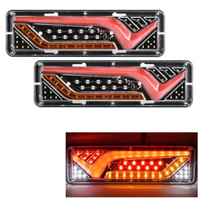Load image into Gallery viewer, 2pcs 12V/24V Trailer Truck Caravan Boat Car Led Rear Stop Tail Light Waterproof Flow Steering Brake Reversing Traffic Fog Lamp