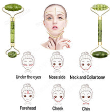 Load image into Gallery viewer, 2pcs Face Massager Roller Natural Jade Stone Guasha Board Scraper Set Facial Lift Skin Relaxation Slimming Beauty Neck Thin Tool
