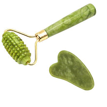 Load image into Gallery viewer, 2pcs Face Massager Roller Natural Jade Stone Guasha Board Scraper Set Facial Lift Skin Relaxation Slimming Beauty Neck Thin Tool
