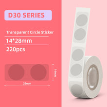 Load image into Gallery viewer, 3 Rolls/Box Phomemo White/Transparency Thermal Label D30 Paper Sticker BPA-Free for D30 Portable Self-adhesive Label Printer