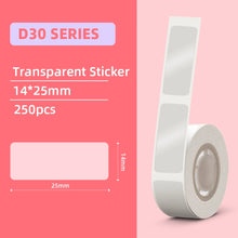 Load image into Gallery viewer, 3 Rolls/Box Phomemo White/Transparency Thermal Label D30 Paper Sticker BPA-Free for D30 Portable Self-adhesive Label Printer