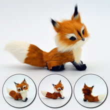 Load image into Gallery viewer, 3 Styles Mini Squatting Fox Model Cute Simulation Brown Fox Home Decoration Wedding Birthday Gift Plush Figures Craft Miniatures