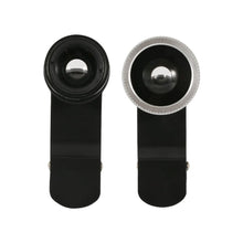Load image into Gallery viewer, 3-in-1 Wide Angle Macro Fisheye Lens Camera Kits Mobile Phone Fish Eye Lenses with Clip 0.67x for iPhone Samsung All Cell Phones
