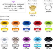 Load image into Gallery viewer, 300/540 Sets 5mm Multi-Color Metal Eyelets Grommets Kit with Installation tools, for Leather, Canvas, Shoes, Belts, Bags, Crafts