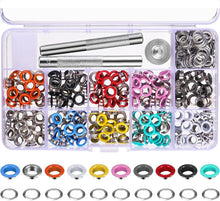 Load image into Gallery viewer, 300/540 Sets 5mm Multi-Color Metal Eyelets Grommets Kit with Installation tools, for Leather, Canvas, Shoes, Belts, Bags, Crafts