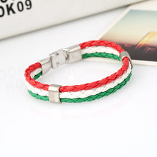 Load image into Gallery viewer, Ornament Woven Flag Flag Color Leather Bracelet Pu Imitation Bracelet World Cup Country Bracelet