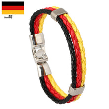 Load image into Gallery viewer, Ornament Woven Flag Flag Color Leather Bracelet Pu Imitation Bracelet World Cup Country Bracelet