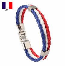 Load image into Gallery viewer, Ornament Woven Flag Flag Color Leather Bracelet Pu Imitation Bracelet World Cup Country Bracelet