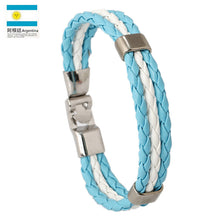 Load image into Gallery viewer, Ornament Woven Flag Flag Color Leather Bracelet Pu Imitation Bracelet World Cup Country Bracelet