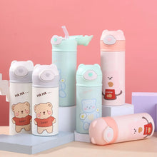 Load image into Gallery viewer, 320/420ML Cute Kids Stainless steel Water Bottle Vacuum Flacks Thermos With Straw Coffee mug Vacuum Bottle Thermocup