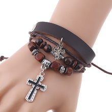 Load image into Gallery viewer, Personalized Beaded Multi-Layer Cattle Leather Bracelet Simple European and American Style Vintage Ornament Couple Leather Bracelet