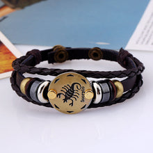 Load image into Gallery viewer, Ornament Beaded 12 Constellation Cattle Leather Bracelet Personalized Birthday Gifts Woven Adjustable Trendy Leather Bracelet