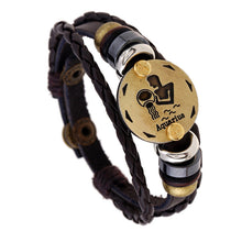 Load image into Gallery viewer, Ornament Beaded 12 Constellation Cattle Leather Bracelet Personalized Birthday Gifts Woven Adjustable Trendy Leather Bracelet