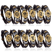 Load image into Gallery viewer, Ornament Beaded 12 Constellation Cattle Leather Bracelet Personalized Birthday Gifts Woven Adjustable Trendy Leather Bracelet