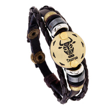 Load image into Gallery viewer, Ornament Beaded 12 Constellation Cattle Leather Bracelet Personalized Birthday Gifts Woven Adjustable Trendy Leather Bracelet