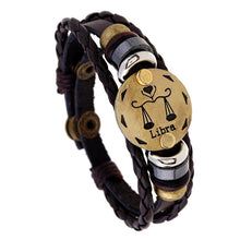 Load image into Gallery viewer, Ornament Beaded 12 Constellation Cattle Leather Bracelet Personalized Birthday Gifts Woven Adjustable Trendy Leather Bracelet