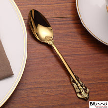 Load image into Gallery viewer, Western Tableware 304 Stainless Steel Knife and Forks Set Golden Relief Steak Knife and Fork