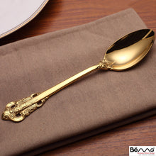 Load image into Gallery viewer, Western Tableware 304 Stainless Steel Knife and Forks Set Golden Relief Steak Knife and Fork