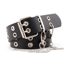 Load image into Gallery viewer, Vintage Women Punk Chain Belt Black Eyelet Leather Belt Buckle Waist Jeans Belts