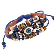 Load image into Gallery viewer, Popular Ornament New Beaded Eyes Cattle Leather Bracelet Pull-out Adjustable Couple Leather Bracelet
