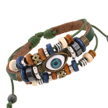 Load image into Gallery viewer, Popular Ornament New Beaded Eyes Cattle Leather Bracelet Pull-out Adjustable Couple Leather Bracelet