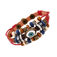 Load image into Gallery viewer, Popular Ornament New Beaded Eyes Cattle Leather Bracelet Pull-out Adjustable Couple Leather Bracelet