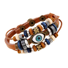 Load image into Gallery viewer, Popular Ornament New Beaded Eyes Cattle Leather Bracelet Pull-out Adjustable Couple Leather Bracelet