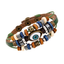 Load image into Gallery viewer, Popular Ornament New Beaded Eyes Cattle Leather Bracelet Pull-out Adjustable Couple Leather Bracelet