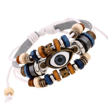 Load image into Gallery viewer, Popular Ornament New Beaded Eyes Cattle Leather Bracelet Pull-out Adjustable Couple Leather Bracelet