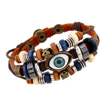 Load image into Gallery viewer, Popular Ornament New Beaded Eyes Cattle Leather Bracelet Pull-out Adjustable Couple Leather Bracelet