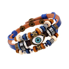 Load image into Gallery viewer, Popular Ornament New Beaded Eyes Cattle Leather Bracelet Pull-out Adjustable Couple Leather Bracelet