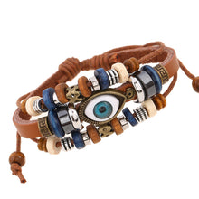 Load image into Gallery viewer, Popular Ornament New Beaded Eyes Cattle Leather Bracelet Pull-out Adjustable Couple Leather Bracelet