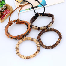 Load image into Gallery viewer, Simple Retro Set Bracelet DIY Braided Leather Bracelet Coconut Shell Bracelet Men's Hemp Rope Leather Bracelet