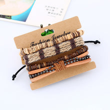 Load image into Gallery viewer, Simple Retro Set Bracelet DIY Braided Leather Bracelet Coconut Shell Bracelet Men's Hemp Rope Leather Bracelet