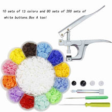 Load image into Gallery viewer, 360/150/50 Sets T5 Plastic Snap Button with Snaps Pliers Tool Kit & Organizer Containers,Easy Replacing Snaps,DIY Family Tailor