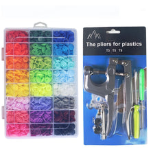 Load image into Gallery viewer, 360/150/50 Sets T5 Plastic Snap Button with Snaps Pliers Tool Kit & Organizer Containers,Easy Replacing Snaps,DIY Family Tailor
