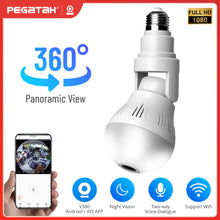 Load image into Gallery viewer, 360 Wifi Panorama Camera Lamp 3MP Panoramisch Night Vision Two Way Audio Home Security Video Surveillance Fisheye Lamp Wifi Camera