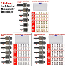 Load image into Gallery viewer, 36Pcs Nuts Riveter Tool Mandrel Hand Rivet Nut Gun Head Iron Galvanized Aluminum Alloy Stainlesssteel Nut M3 M4 M5 M6 M8 M10