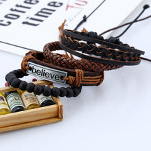 Load image into Gallery viewer, Men's Cattle Leather Bracelet European and American Vintage Weave DIY Leather Bracelet