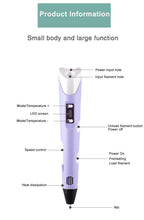 Load image into Gallery viewer, 3D Pen DIY Drawing Pen With LCD Screen Compatible PLA Filament Toys Safe Paiting for Children Kids Christmas Birthday Gift